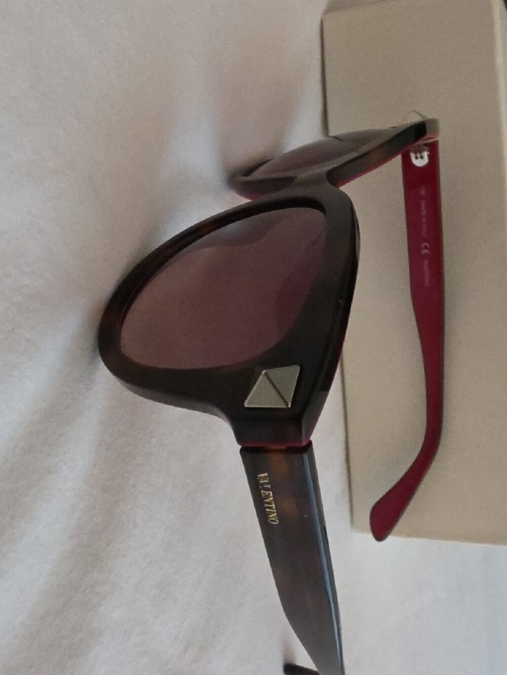 Valentino Tortoiseshell Round Sunglasses with Gold Studs - Picture 3 of 5